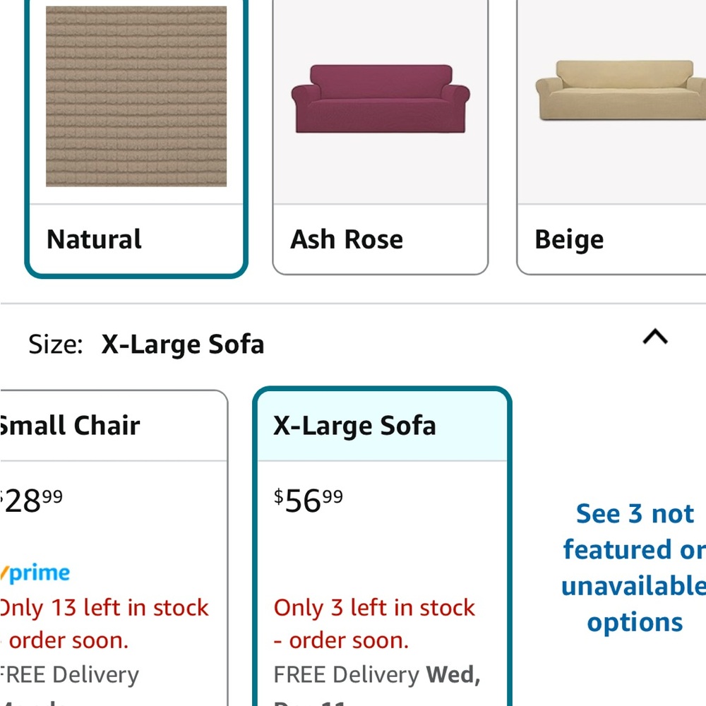 New “Natural” Color Slip Covers for Sofa